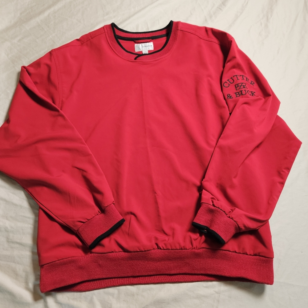 Cutter & Buck Mens L WeatherTec Red‎ Pullover Golf Windbreaker Jacket Wind Shirt